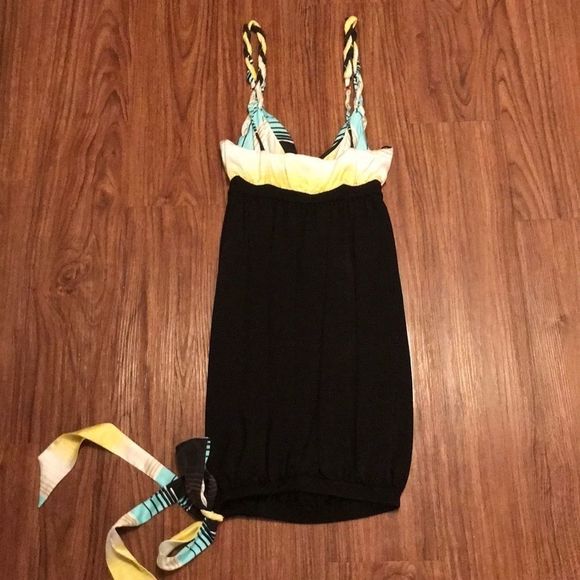 BEBE Black Stretchy Silk Top Party Dress - Picture 4 of 10